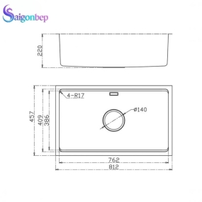  Chậu rửa bát Konox 1 hố Konox KN8146SU Dekor Full